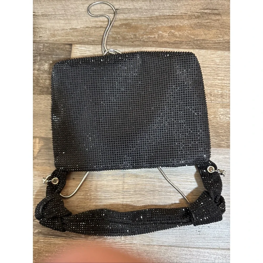 off park collection Black Sm Evening Bag Rhinestone W/ Silver Metal Cross Body